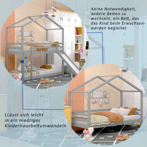 Letto A Castello Soweiz Con Scivolo E Cassetto – 90x200 E 140x200 Cm, Design Casa Di Tronchi