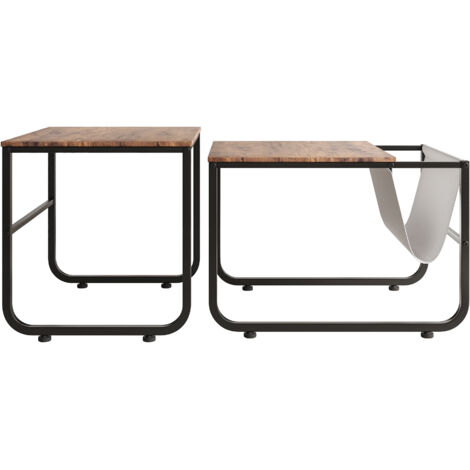 HOJINLINERO Tavolo da Salotto Rotondo Set da 2 Pezzi, Set di Tavolini in Legno, Tavolo da
