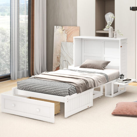 AFI Warren Letto Matrimoniale Con Piattaforma - Bianco, Legno Massello, Con 2 Porte USB E Turbo Charger, 272 Kg Portata - 2