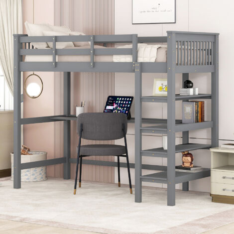 Letto con secondo letto estraibile in pino grigio 90x200 cm con USB | Maisons du Monde
