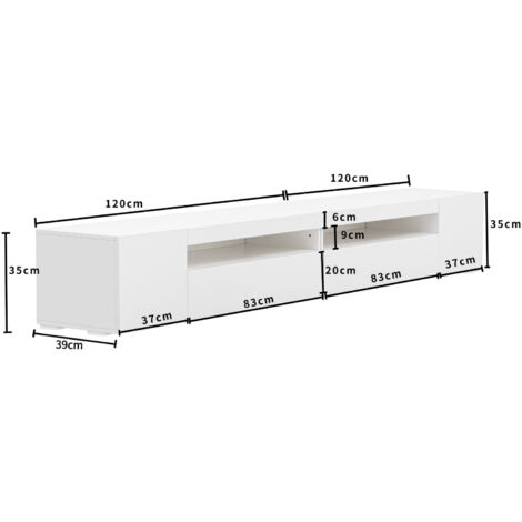 Mobile TV LED Bianco Con Ripiano In Vetro 45x130x35 Cm – Luci Regolabili E Ante Soft Close