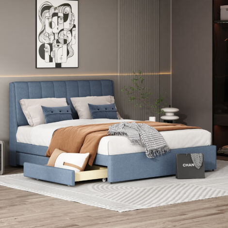 Letto imbottito moderno in bouclè beige 140 x 200 cm con rete a doghe Melle