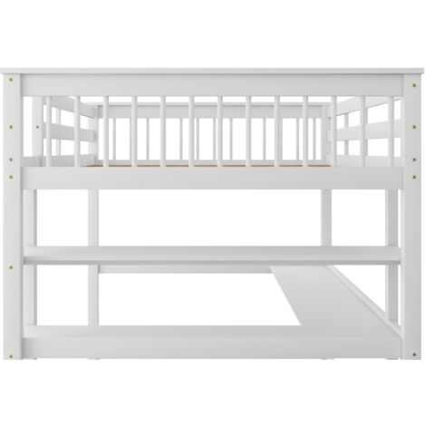 Letto a soppalco per bambini 140 x 200 con vani portaoggetti e scrittoio sottoletto, bianco OKWISH