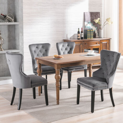 Set di 6 sedie da pranzo HWC-L80, sedia da cucina imbottita sedia con braccioli, girevole, metallo tessuto/tessuto ~ grigio chiaro