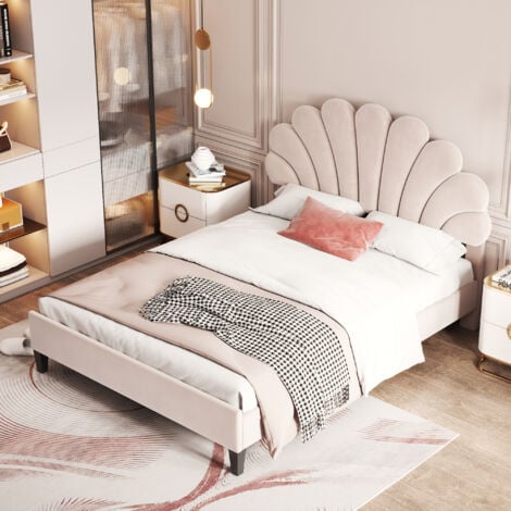 Letto imbottito letto matrimoniale 140 x 200 cm, giroletto con