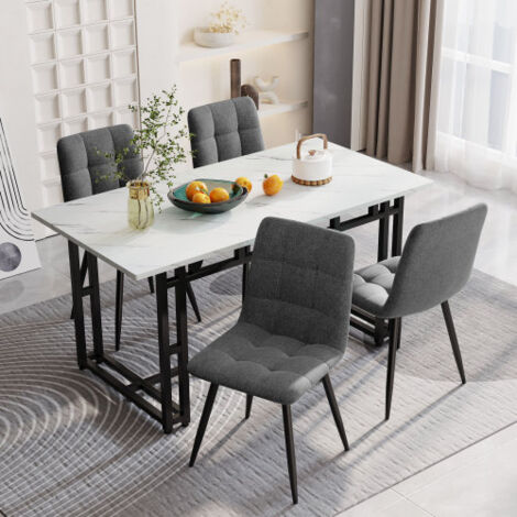 140x80 cm Tavolo da pranzo leggero di lusso, (1 pezzo), struttura in metallo, tavolo da pranzo rettangolare realizzato con tavolo da cucina moderno con gambe in metallo per sala da pranzo, soggiorno, 