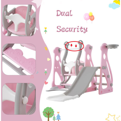 MODFU Scivolo Da Giardino Per Bambini Con Canestro Da Basket E Telescopio Multifunzionale Adatto Per Interniesterni Hdpe Grigio 86247434