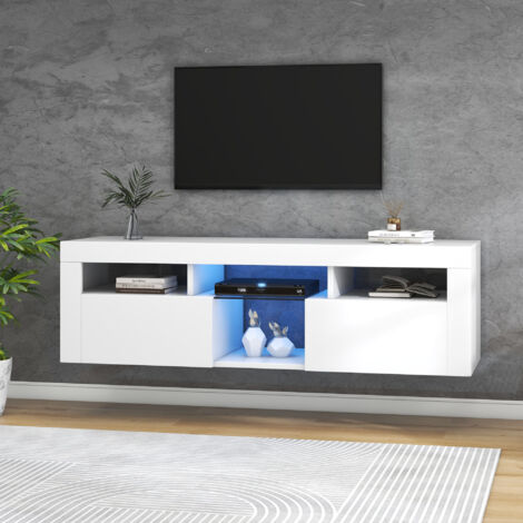 Mobile TV Moderno 200 Cm - Bianco E Nero Con LED E Vetro Lucido - Foto 9