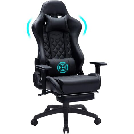 Sedia Gaming Poltrona ergonomica reclinabile con braccioli supporto lombare ufficio postazione pc gioco lavoro peso massimo 150KG Nera | Leroy Merlin