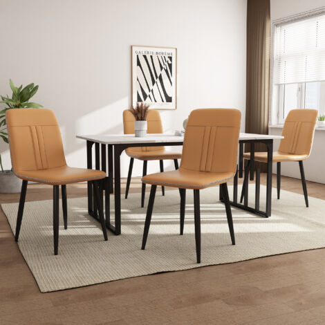 Set Di 4 Sedie Oscillanti Da Pranzo In Velluto Con Schienale Alto E Struttura Metallica, Eleganti E Imbottite Per Soggiorno E Cucina - 3
