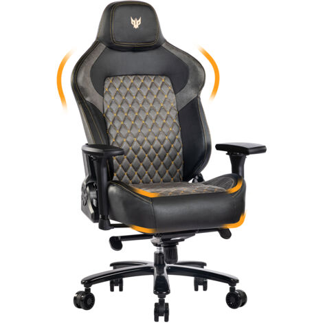Dowinx Sedia Da Gaming E Ufficio Ergonomica – Portata 200 Kg – Braccioli 4D E Supporto Lombare – Oscillazione 15° – Colore Nero