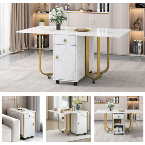 HOMCOM Tavolo da Cucina Pieghevole Salvaspazio 90x60x74cm Bianco