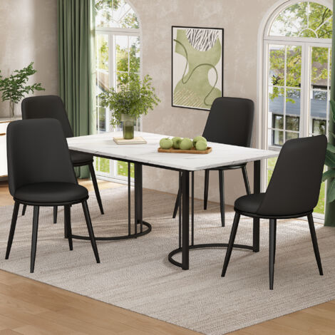 Set Tavolo Da Pranzo Con 2 Sedie, Design Industriale Salvaspazio, In PVC E Metallo, L79 X P52.5 X H75.5 Cm