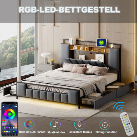 Camera Da Letto Completa Letto Matrimoniale Imbottito 140 X 200 Cm