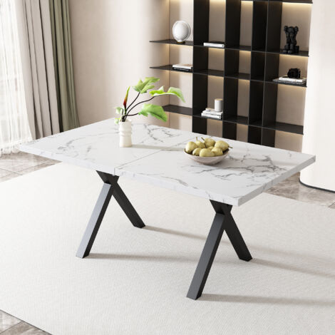 Tavolo Da Pranzo, Gambe A Croce, Tavolo Da Pranzo Rettangolare Tavolino Da Caffe Tavolo Da Pranzo Moderno E Semplice In Ferro Battuto L140 X P 80 X H 76 Cm Rovere Nero 84644659