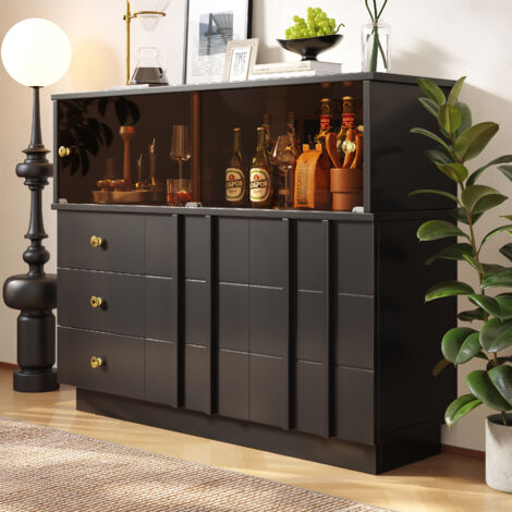Mobile Da Cucina, Credenza Con Ante In Vetro, Mobile Contenitore Mobile Buffet Per Cucina Sala Da Pranzo E Soggiorno Ante In Vetro Fume 85246933