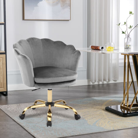 Sedia girevole moderna in velluto con ruote, per sala trucco, camera da letto e ufficio, sedia da toeletta per gaming, sedia da computer con altezza
