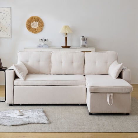 Divano letto con funzione sleep, divano a L, design moderno, mobili imbottiti, divano, poltrona lounge con contenitore, con portabicchieri, divano letto del soggiorno, intercambiabile sinistra e destr