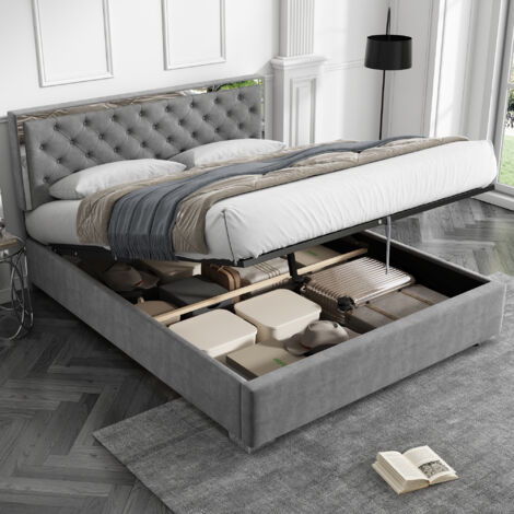 Letto Imbottito 180x200 Cm Con Testiera - Velluto Elegante E Confortevole - Foto 10