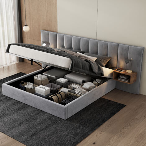 oihear Letto singolo ibottito 90 x 200 c, letto idraulico in lino
