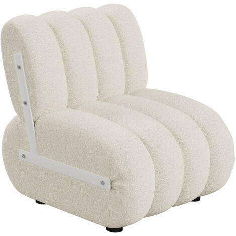 COLAMY Poltrona moderna imbottita con cuscino, in tessuto, per lettura, soggiorno, camera da letto, divano singolo, con seduta e gambe in legno, beige