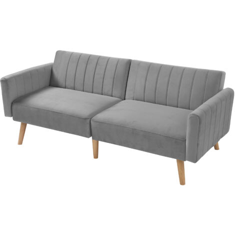 HAINEW Divano Letto Pieghevole 3 Posti In Velluto Beige Con Gambe Dorate, Trasformabile, Cuscino Incluso, Fino A 270 Kg