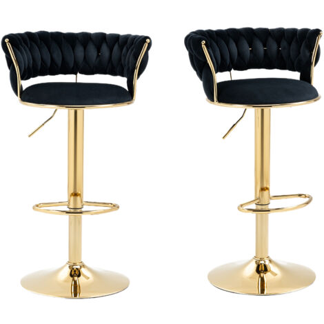 LANTUS Set Di 2 Sgabelli Da Bar Girevoli Con Schienale, Altezza Regolabile 55-75cm, Sedile In ABS, Struttura Metallica, Per Cucina E Isola