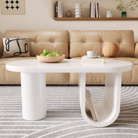 Tavolino Da Caffè Rettangolare NicBex In Legno Con Contenitore - 122 Cm - Ciliegio Scuro