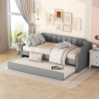 Divano Letto Singolo 90x200 Cm Con 2 Cassetti - Legno Massello, Grigio - Ideale Per Camera Bambini/Ragazzi - Foto 6