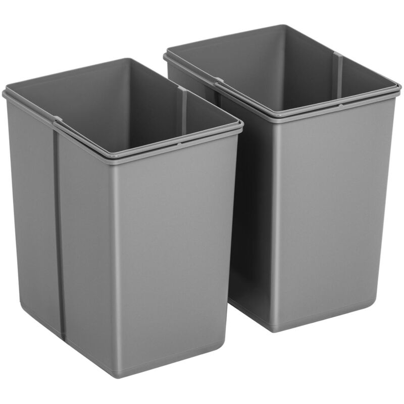 Poubelle De Cuisine Encastrable 2 Compartiments - 20L + 10L Gris - Système Tri Sélectif Integré