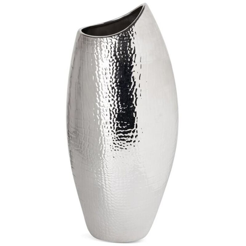 Vase Décoratif En Métal Argenté Elements – Hauteur 43,2 Cm – Design Relief Patchwork Et Filigrane – Pour Fleurs Sèches Ou Artificielles - 10