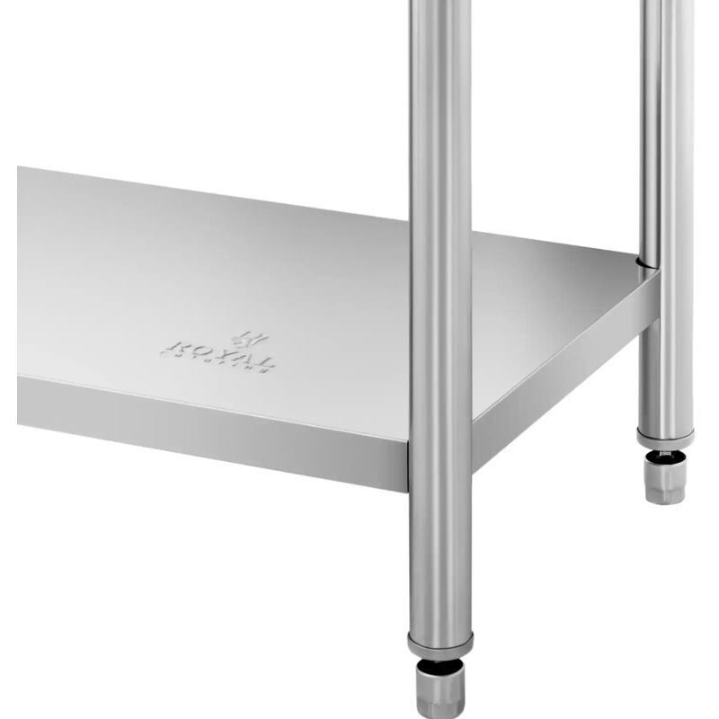 CAVATINY Table De Travail Inox 120x85x60 Cm - Charge 140 Kg - Pieds Réglables - Grande Surface Rangement