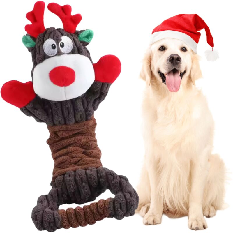 Jouet Pour Chien 'Renne De Noël' - Peluche Avec Couineur Et Oreilles Froissées, Taille S/M