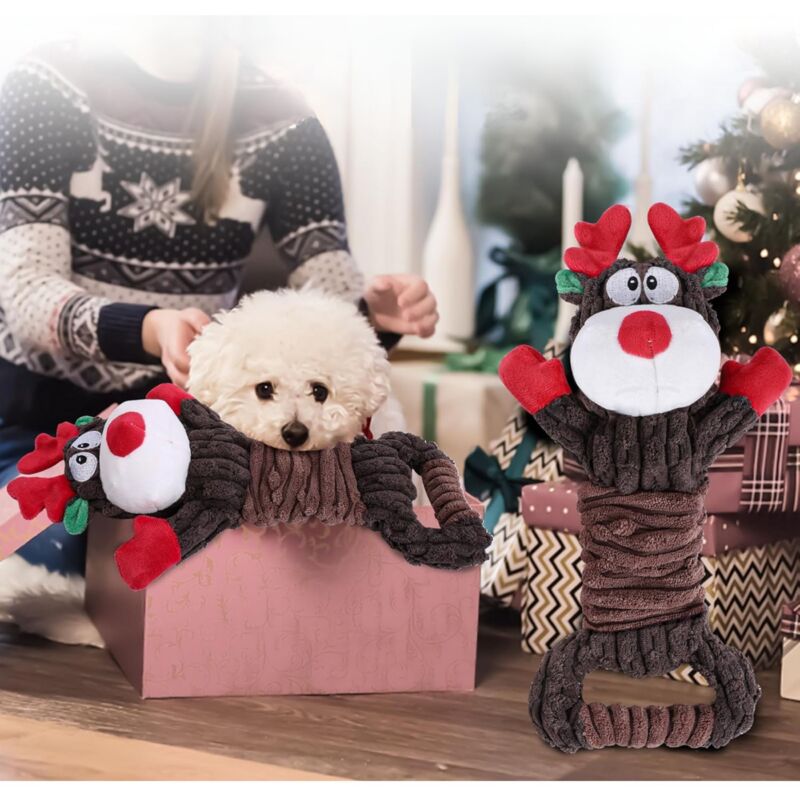 Jouet Couineur De Noël Pour Chien - Peluche Douce Avec Bruit, Lavable, Dimensions 22,5x14x11 Cm