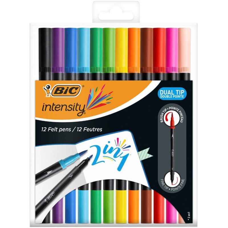 Bic Intensity Dual Tip Marqueurs Double Face En 12 Couleurs Pour La 