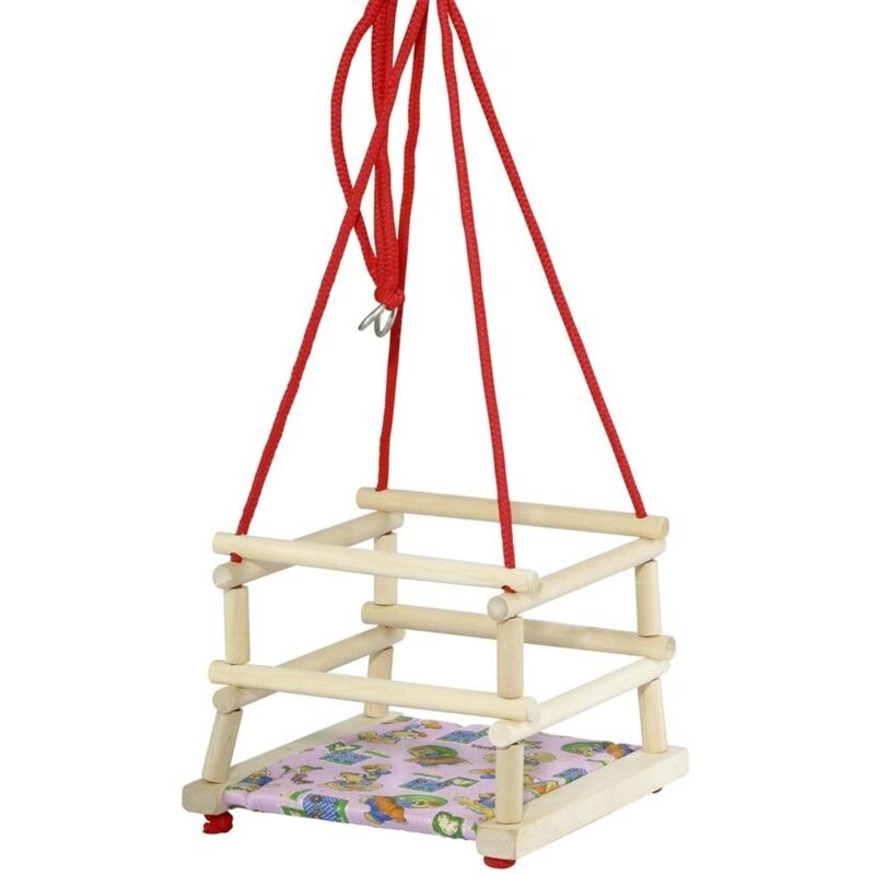 Balançoire Bascule Enfant En Bois Et Coton – Confortable, Avec Oreiller – Jardin, Terrasse, Maison – Dès 10 Mois – Poids Max 20 Kg – Design Gris