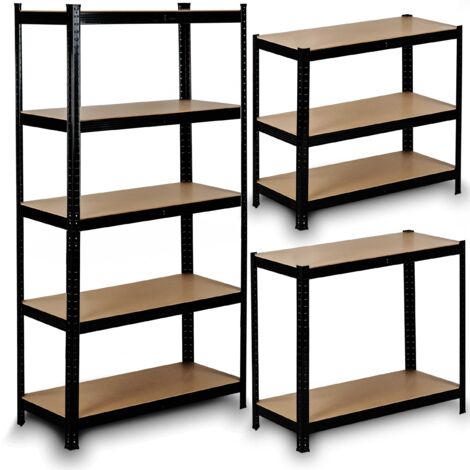 Étagère de rangement métallique 150 x 75 x 30 cm – 5 étagères MDF – Charge maximale 150 kg – Montage sans vis – Bords arrondis pour sécurité (1/5)