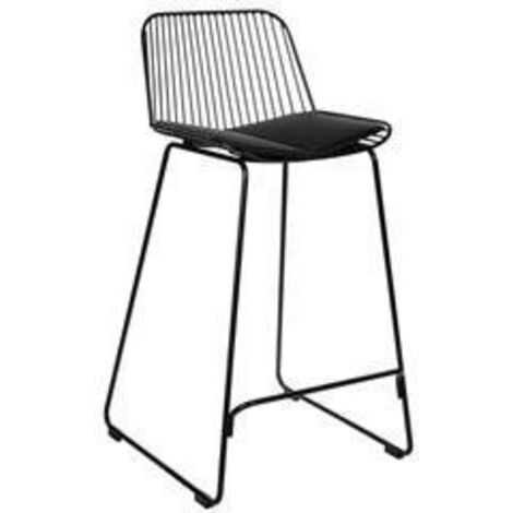 Tabouret de bar bas noir Dill avec coussin noir (1/5)