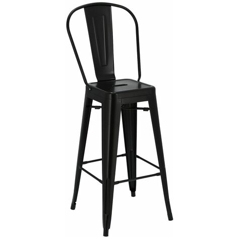 Tabouret de bar noir Paris 75, inspiré de Tolix (1/4)