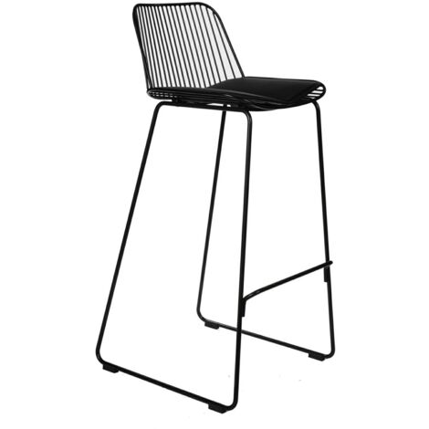 CHAISE DE BAR Tabouret haut Dill avec coussin noir (1/5)