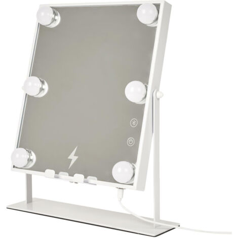 MIROIR LED avec haut-parleur et chargeur PIVOTANT en métal (1/5)