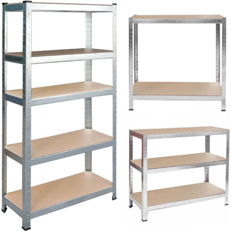 Étagère d'entrepôt en métal 150 x 75 x 30 cm – 5 étagères MDF – Charge maximale 125 kg par étagère – Montage sans vis - HR-810 (1/5)