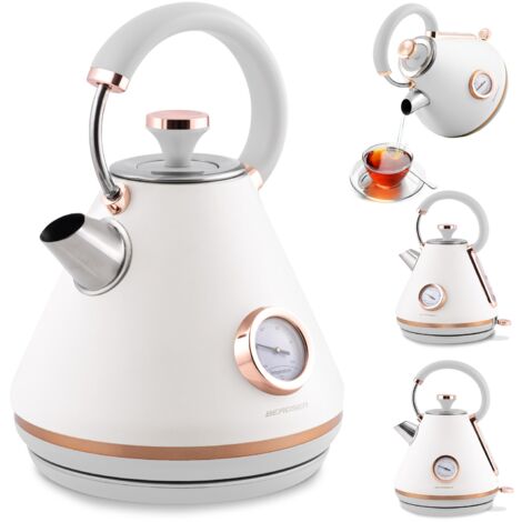 Bouilloire électrique 1,7 L avec thermomètre – Puissance 1850-2200 W – Base pivotante 360° – Filtre anticalcaire