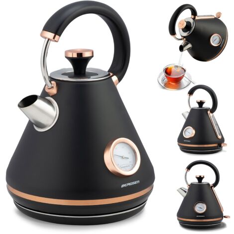 Bouilloire électrique 1,7 L avec thermomètre – Puissance 1850-2200 W – Base pivotante 360° – Filtre anticalcaire