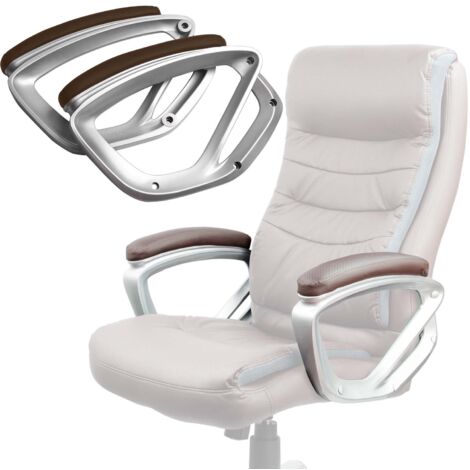 Lot de 2 accoudoirs pour chaise de bureau marron – Plastique résistant avec similicuir souple – Taille universelle pour confort amélioré