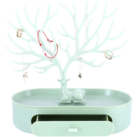 Porte Bijoux En Forme De Cerf - Présentoir Avec Branches Et Tiroir - Organisateur Rangement Colliers, Bagues, Boucles D'Oreilles