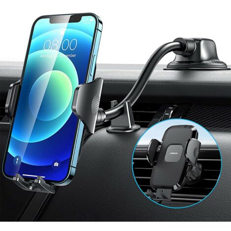 Support Voiture Smartphone Sur Pare-Brise - Bras Flexible Orientable 360° - Marque Avizar Noir