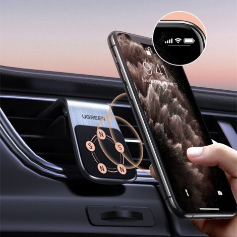 Support Téléphone Pour Grille D'aération Voiture - Compatible 4,5 à 6,5 Pouces, En ABS Et Silicone