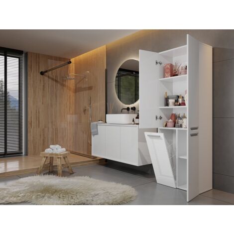 Poteau de salle de bain Nel 1K/DD, BLANC BRILLANT