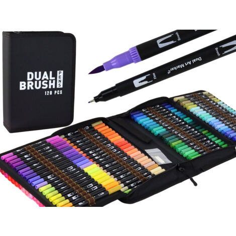 Marqueurs Alcool Double Pointe Home Markt24 - Lot De 120 Couleurs + étui - Haute Pigmentation Pour Artistes